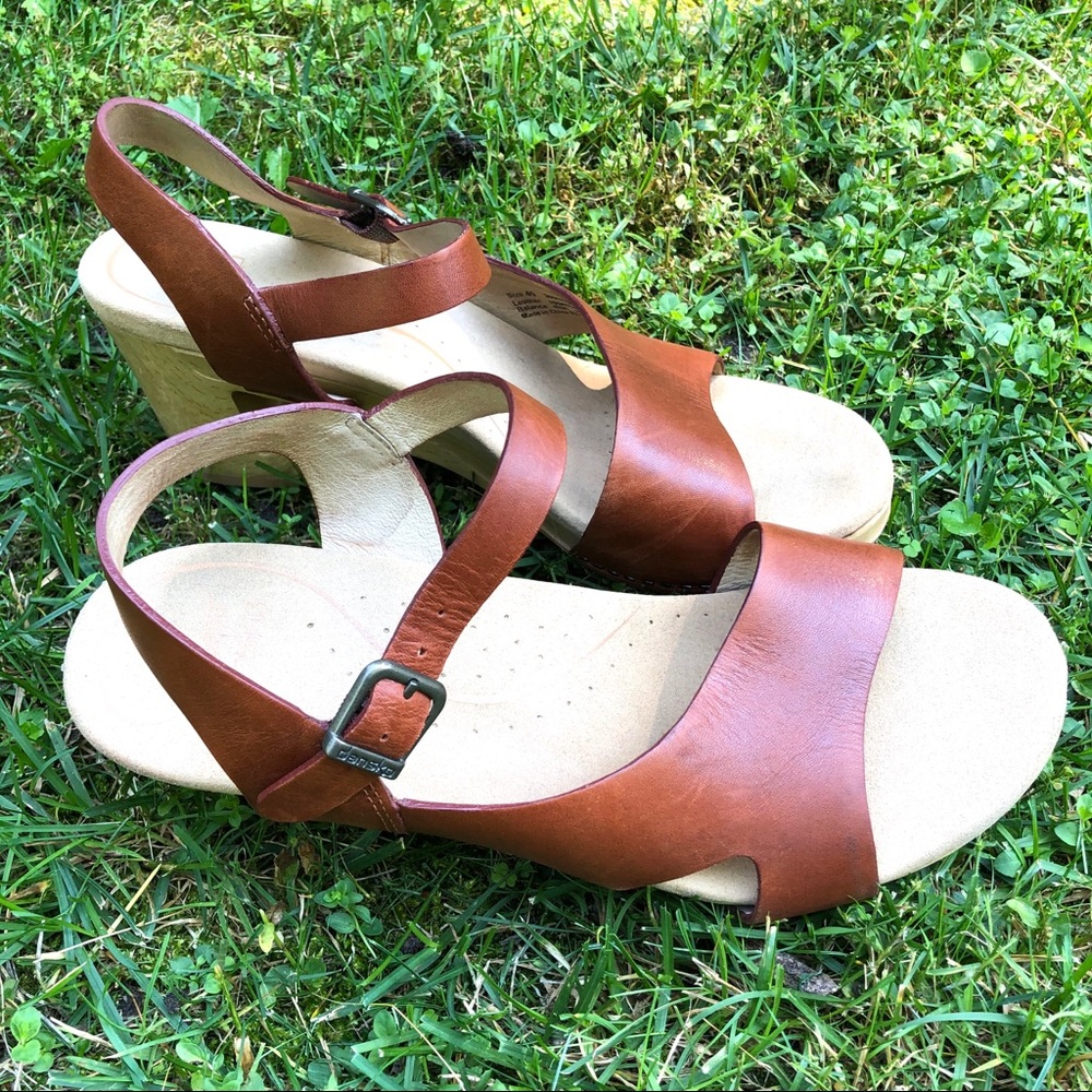 Dansko brown heel Tasha clogs leather Sandals, 40
